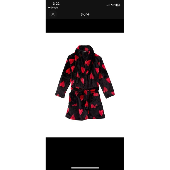 Women's Victoria secret Black & Red Heart Print Robe M/L - Picture 3 of 5